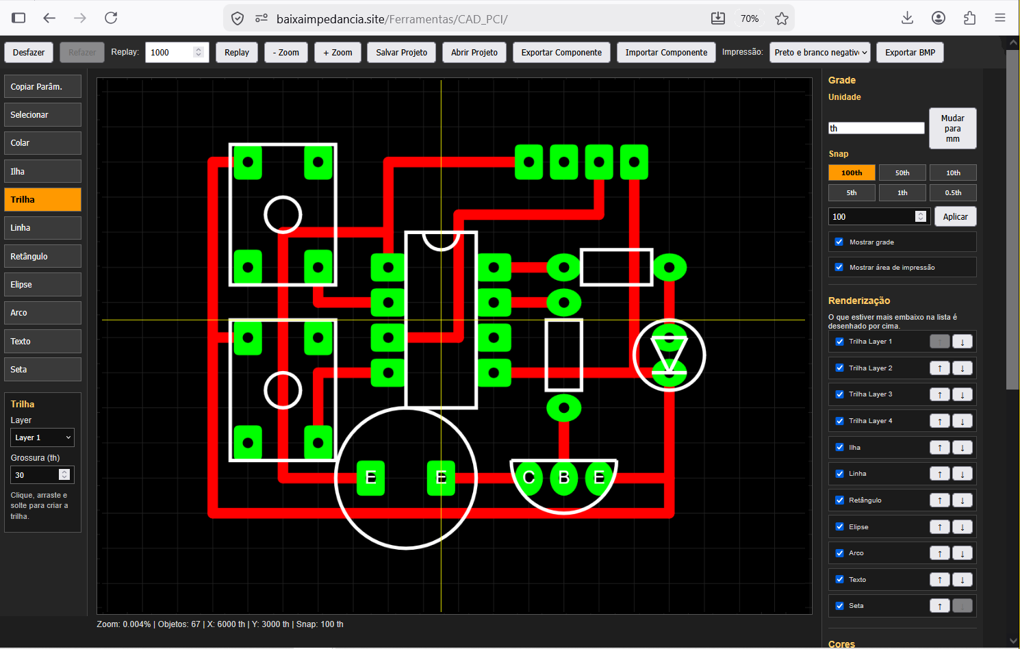 CAD de Circuito Impresso (PCB) Online